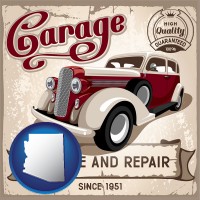 an auto service and repairs garage sign - with AZ icon