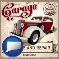 an auto service and repairs garage sign - with Connecticut icon