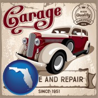 an auto service and repairs garage sign - with Florida icon