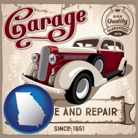 an auto service and repairs garage sign - with GA icon