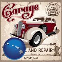 an auto service and repairs garage sign - with HI icon