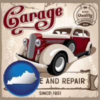 an auto service and repairs garage sign - with Kentucky icon