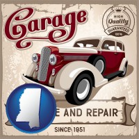 an auto service and repairs garage sign - with Mississippi icon