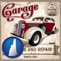 new-hampshire map icon and an auto service and repairs garage sign