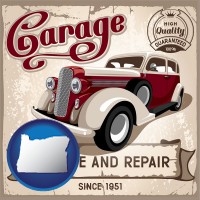 an auto service and repairs garage sign - with Oregon icon