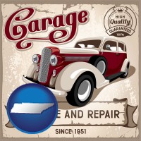 an auto service and repairs garage sign - with Tennessee icon