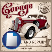 an auto service and repairs garage sign - with Utah icon