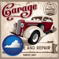 an auto service and repairs garage sign - with Virginia icon
