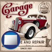 an auto service and repairs garage sign - with Wyoming icon