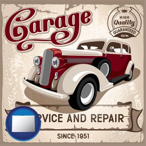an auto service and repairs garage sign - with Colorado icon