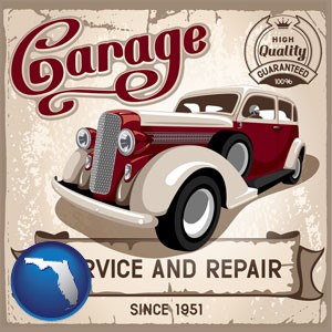an auto service and repairs garage sign - with Florida icon