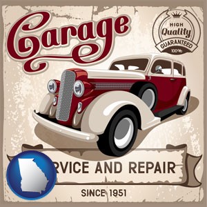 an auto service and repairs garage sign - with Georgia icon