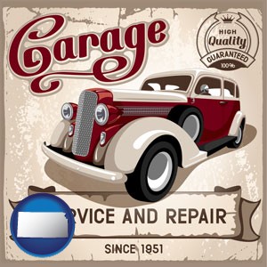 an auto service and repairs garage sign - with Kansas icon