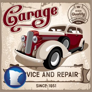 an auto service and repairs garage sign - with Minnesota icon