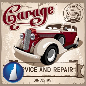 an auto service and repairs garage sign - with New Hampshire icon