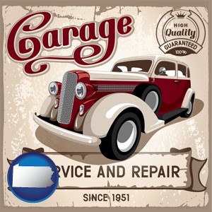 an auto service and repairs garage sign - with Pennsylvania icon