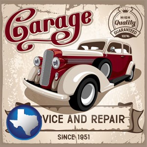 an auto service and repairs garage sign - with Texas icon