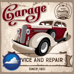 an auto service and repairs garage sign - with Virginia icon