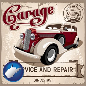 an auto service and repairs garage sign - with West Virginia icon