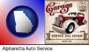 Alpharetta, Georgia - an auto service and repairs garage sign