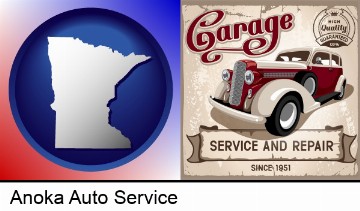 an auto service and repairs garage sign in Anoka, MN