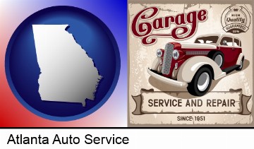 an auto service and repairs garage sign in Atlanta, GA