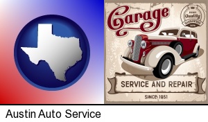 Austin, Texas - an auto service and repairs garage sign