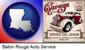 an auto service and repairs garage sign in Baton Rouge, LA