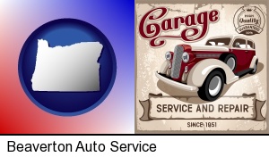 Beaverton, Oregon - an auto service and repairs garage sign