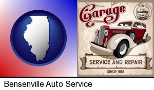 an auto service and repairs garage sign in Bensenville, IL
