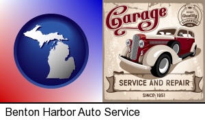 an auto service and repairs garage sign in Benton Harbor, MI
