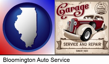 an auto service and repairs garage sign in Bloomington, IL
