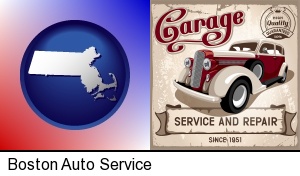 Boston, Massachusetts - an auto service and repairs garage sign