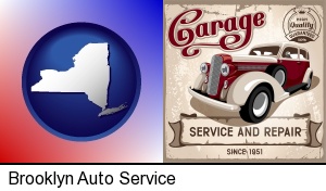 Brooklyn, New York - an auto service and repairs garage sign