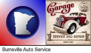 Burnsville, Minnesota - an auto service and repairs garage sign
