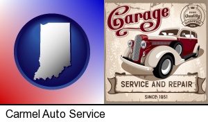 an auto service and repairs garage sign in Carmel, IN