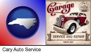 Cary, North Carolina - an auto service and repairs garage sign