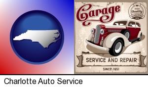 Charlotte, North Carolina - an auto service and repairs garage sign