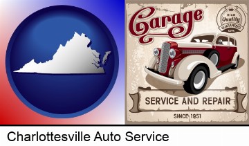 an auto service and repairs garage sign in Charlottesville, VA