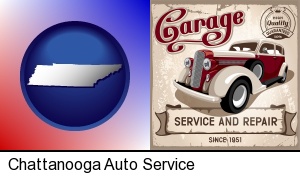 Chattanooga, Tennessee - an auto service and repairs garage sign