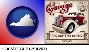 an auto service and repairs garage sign in Chester, VA