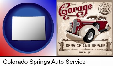 an auto service and repairs garage sign in Colorado Springs, CO