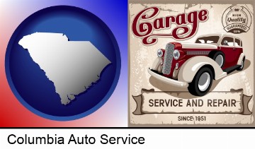 an auto service and repairs garage sign in Columbia, SC