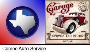 Conroe, Texas - an auto service and repairs garage sign