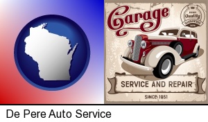 De Pere, Wisconsin - an auto service and repairs garage sign