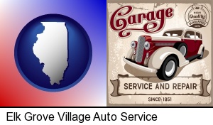 Elk Grove Village, Illinois - an auto service and repairs garage sign