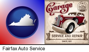 Fairfax, Virginia - an auto service and repairs garage sign