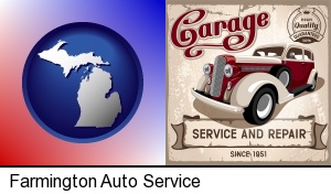 Farmington, Michigan - an auto service and repairs garage sign