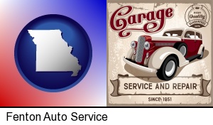 Fenton, Missouri - an auto service and repairs garage sign