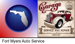 Fort Myers, Florida - an auto service and repairs garage sign